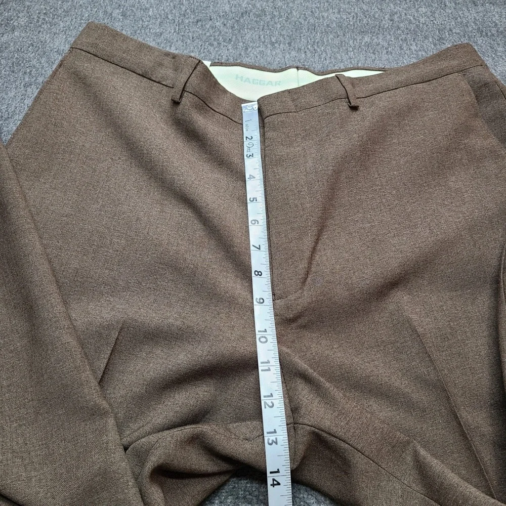 Haggar Men's Heather Brown Dress‎ Pants Classic Fit Stretch Pleated Front  36x31